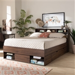 Tristan Platform Storage Bed in Walnut Brown Finish by Baxton Studio - BAX-SEBED13017026-Columbia-Queen