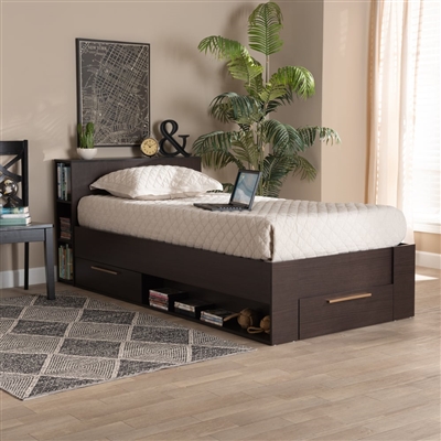 Carlson Platform Storage Bed in Espresso Brown Finish by Baxton Studio - BAX-SEBED1302918-Modi Wenge-Twin