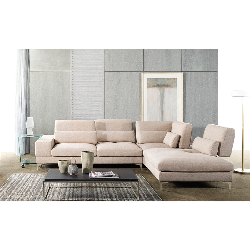 Sonia Modern Beige Fabric Sectional Sofa with Right Facing Chaise