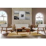 Mid-Century Masterpieces White 3-Piece Living Room Set by Baxton Studio - BAX-TOGO 3PC Sofa Set-White