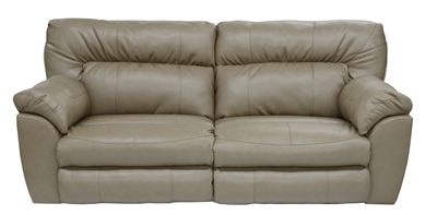 Larkin Lay Flat Reclining Sofa in Chestnut, Godiva, or Putty Leather by Catnapper - 1391
