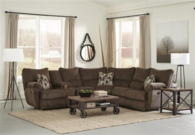 Elliott Lay Flat Reclining Sectional in Chocolate Chenille Fabric by Catnapper - 225-CH