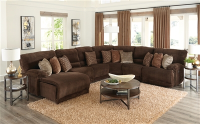 Burbank 6 Piece Reclining Sectional in Chocolate Fabric by Catnapper - 281-CH-06