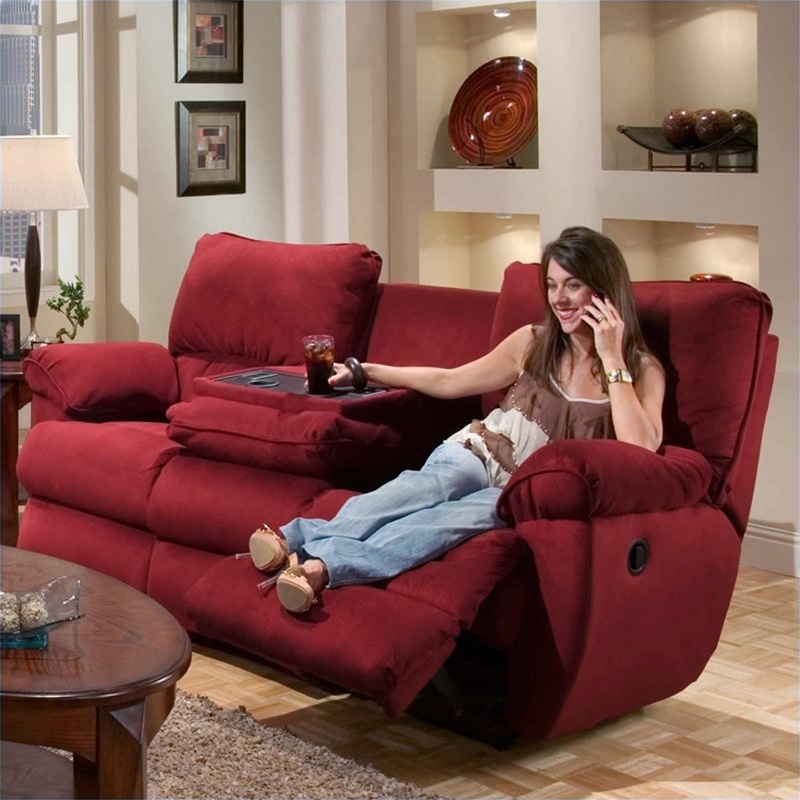Legend Merlot Fabric Reclining Sofa by Catnapper - Manual Recline