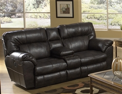 Nolan Godiva Leather Reclining Console Loveseat by Catnapper - 4049