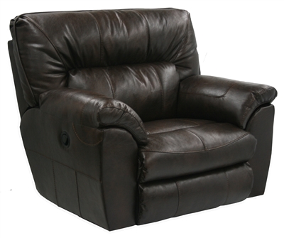 Carmine Cuddler Recliner in Chestnut, Godiva, or Putty Leather by Catnapper - 4150-7