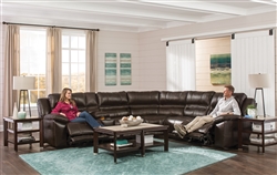 Bergamo 6 Piece Reclining Sectional in Chocolate Leather by Catnapper - 418-6