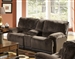 Escalade POWER Reclining Console Loveseat in Chocolate/Walnut Two Tone Fabric by Catnapper - 61719