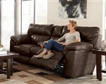 Milan Power Reclining Console Loveseat in Chocolate Leather by Catnapper - 64349-CH