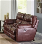 Milan Power Reclining Console Loveseat in Walnut Leather by Catnapper - 64349-W