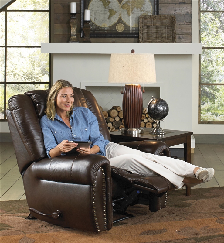 Jordan POWER Lay Flat Recliner in Tobacco Leather by Catnapper - 64660-7
