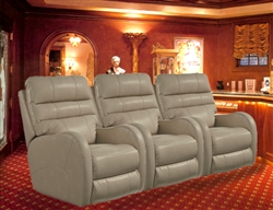 Supernova POWER Theater Seating in Parchment Leather Like Fabric by Theatre Deluxe - 64747-4-P-S