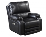 Thornton Power Headrest Power Lay Flat Recliner in Black Leather Like Fabric by Catnapper - 64762-7-B