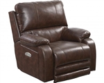 Thornton Power Headrest Power Lay Flat Recliner in Java Leather Like Fabric by Catnapper - 64762-7-J