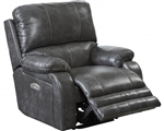 Thornton Power Headrest Power Lay Flat Recliner in Steel Leather Like Fabric by Catnapper - 64762-7-S