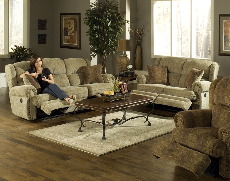 Baron 2 Piece Power Reclining Sofa Set in Sand Color Fabric by Catnapper -  6511-S