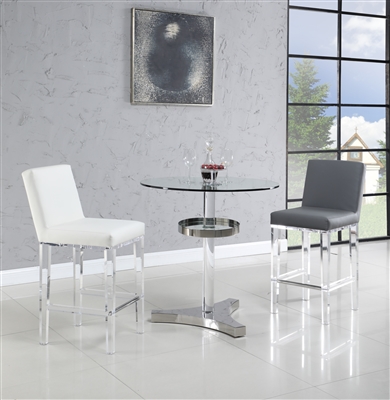 4034-Yasmin 3 Piece Counter Height Dining Set in Clear Finish by Chintaly - CHI-4034-CNT-YASMIN-CS-WHT