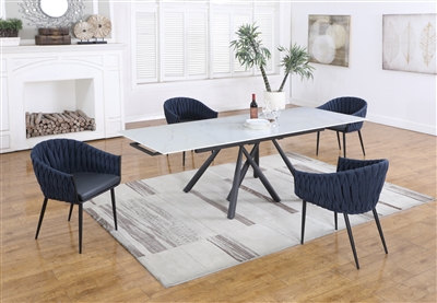 Dina 5 Piece Dining Room Set in Gray/Matte Gray Finish by Chintaly - CHI-DINA-5PC