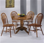 Farmhouse 5 Piece Round Table Dining Set in Oak Finish by Crown Mark - CM-1056-D