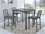 Renzo 5 Piece Counter Height Dining Set in Gray Finish by Crown Mark - CM-1773