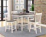 Brody 5 Piece Counter Height Dining Set in White/Gray Finish by Crown Mark - CM-2682