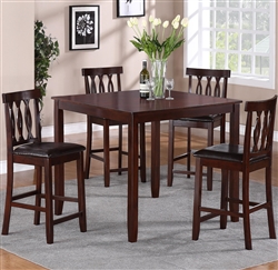 Soledad 5 Piece Counter Height Dining Set in Cherry Finish by Crown Mark - 2707