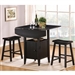 Kirin 3 Piece Counter Height Dining Set in Black Finish by Crown Mark - 2720