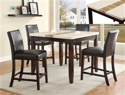Larissa Cream Table Top 5 Piece Counter Height Dining Set in Espresso Finish by Crown Mark - 2722