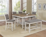 Fulton 5 Piece Counter Height Dining Set in White Finish by Crown Mark - CM-2727WH