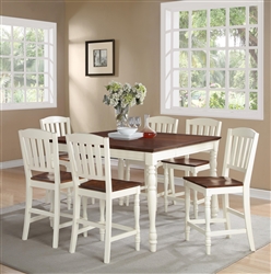 Ramona 5 Piece Counter Height Dining Set in Antique White and Walnut Two Tone Finish by Crown Mark - 2738