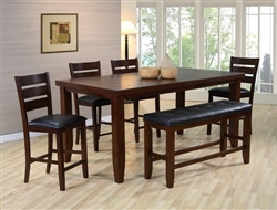 Bardstown 6 Piece Counter Height Dining Set in Walnut Finish by Crown Mark - 2752-6