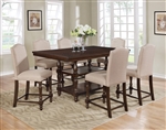 Langley 5 Piece Counter Height Dining Set in Espresso / Taupe Finish by Crown Mark - CM-2766-TAU