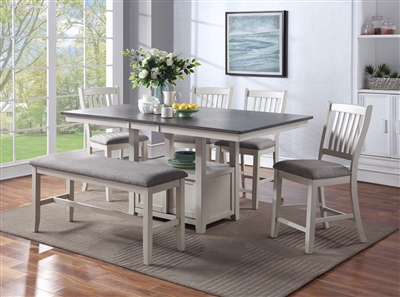 Buford 7 Piece Counter Height Dining Set in Chalk Gray Finish by Crown Mark - CM-2773CG