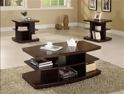 Ella 3 Piece Occasional Table Set in Cappuccino Finish by Crown Mark - 4168