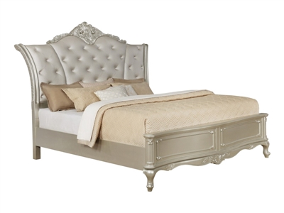 Angelina Bed in Metallic Silver Finish by Crown Mark - CM-B1020-Bed