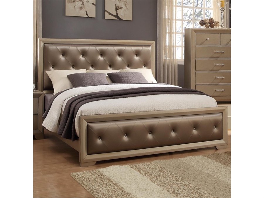Fontaine Bed in Champagne Finish by Crown Mark - CM-B1700-Bed