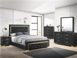 Pepe 6 Piece Bedroom Suite in Dark Gray/Gold Finish by Crown Mark - CM-B9290-Q