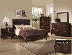 Doorian Bycast Headboard Panel Bed 6 Piece Bedroom Suite in Espresso Finish by Crown Mark - B9600