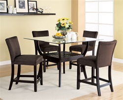 5 Piece Glass Top Counter Height Table Set in Cappuccino Finish by Coaster - 100588