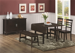 4 Piece Dining Set in Cappuccino Finish by Coaster - 103371