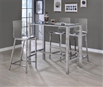 Clear Glass and Acrylic 3 Piece Bar Table Set in Chrome Finish by Coaster - 104873