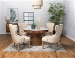 Ortega Round Marble Top 5 Piece Dining Set in Natural Finish by Coaster - 105141