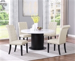 Sherry Round White Marble Top Table 5 Piece Dining Set in Rustic Espresso Finish by Coaster - 115490-BG