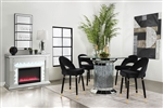 Ellie Pedestal Counter Height Table Black Velvet Chairs 5 Piece Dining Set by Coaster - 115558