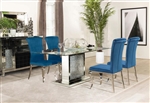 Marilyn Teal Velvet Chairs 5 Piece Dining Set in Chrome Finish by Coaster - 115571