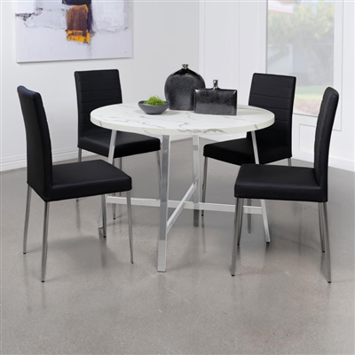 Alcott 5 Piece Dining Set in Chrome Finish by Coaster - 120400-BLK