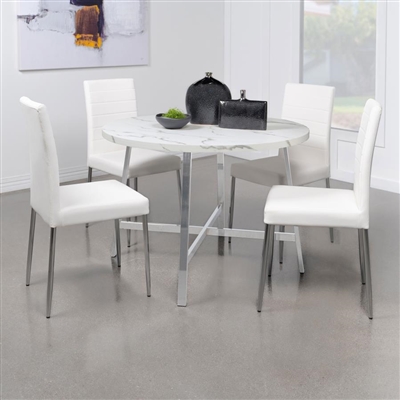 Alcott 5 Piece Dining Set in Chrome Finish by Coaster - 120400-WHT