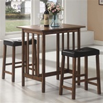 3 Piece Bar Table Set in Nut Brown Finish by Coaster - 130004