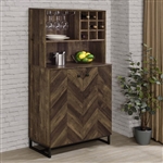 Mendoza Wine Cabinet in Rustic Oak Herringbone Finish by Coaster - 182082