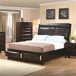 Phoenix Storage Platform Bed in Rich Deep Cappuccino Finish by Coaster - 200419Q